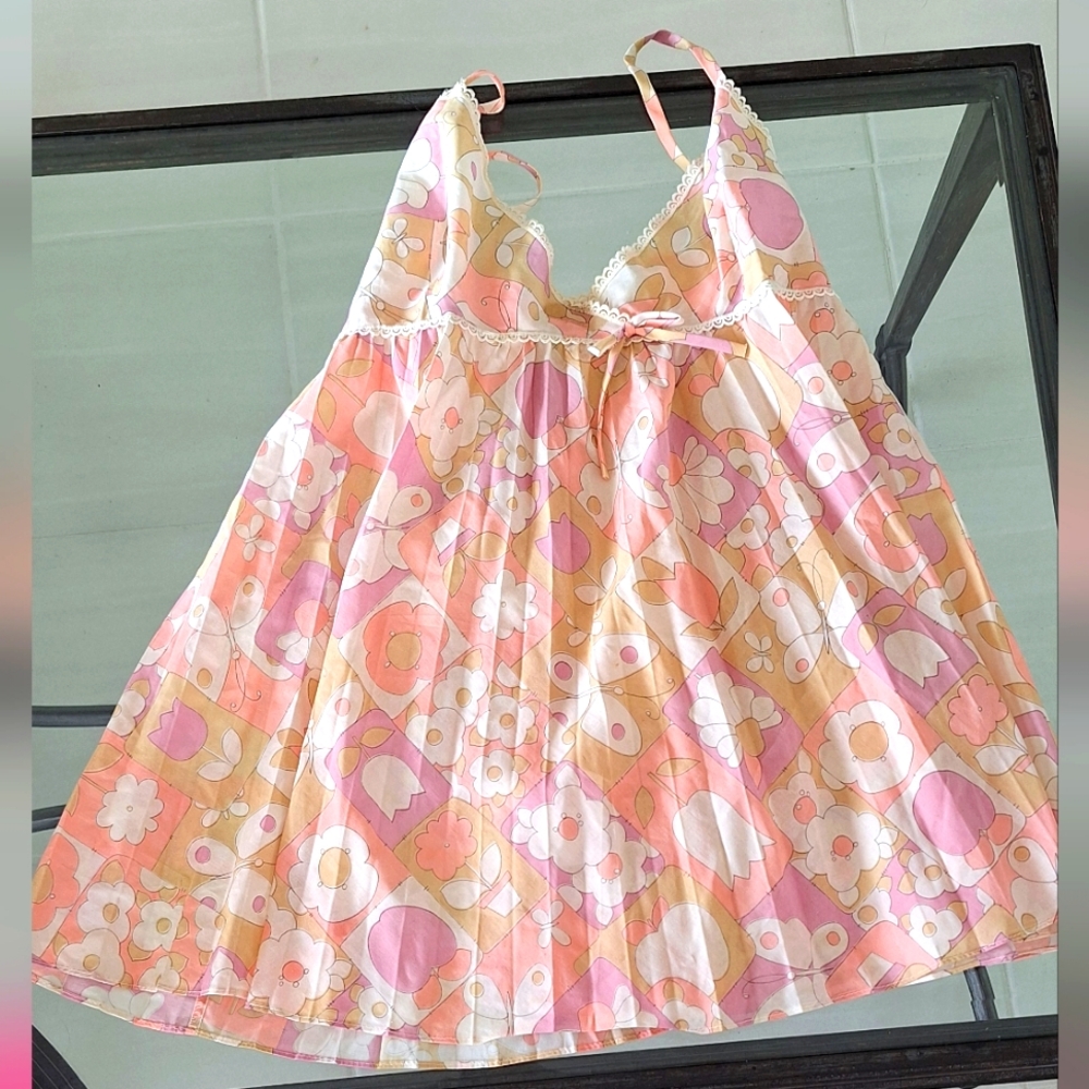Vintage Floral Baby Doll PJ top...wear as a top!